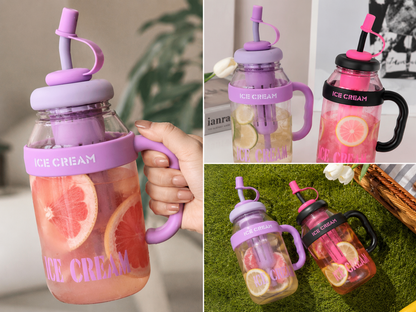 Premium Fruit Infuser Water Bottle with Straw & Handle